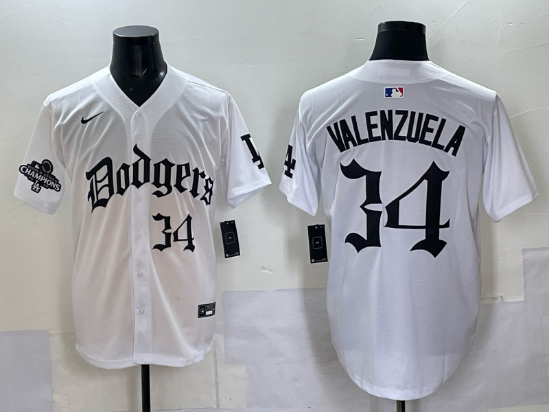 Men Los Angeles Dodgers 34 Valenzuela white Nike 2025 MLB jersey 0010